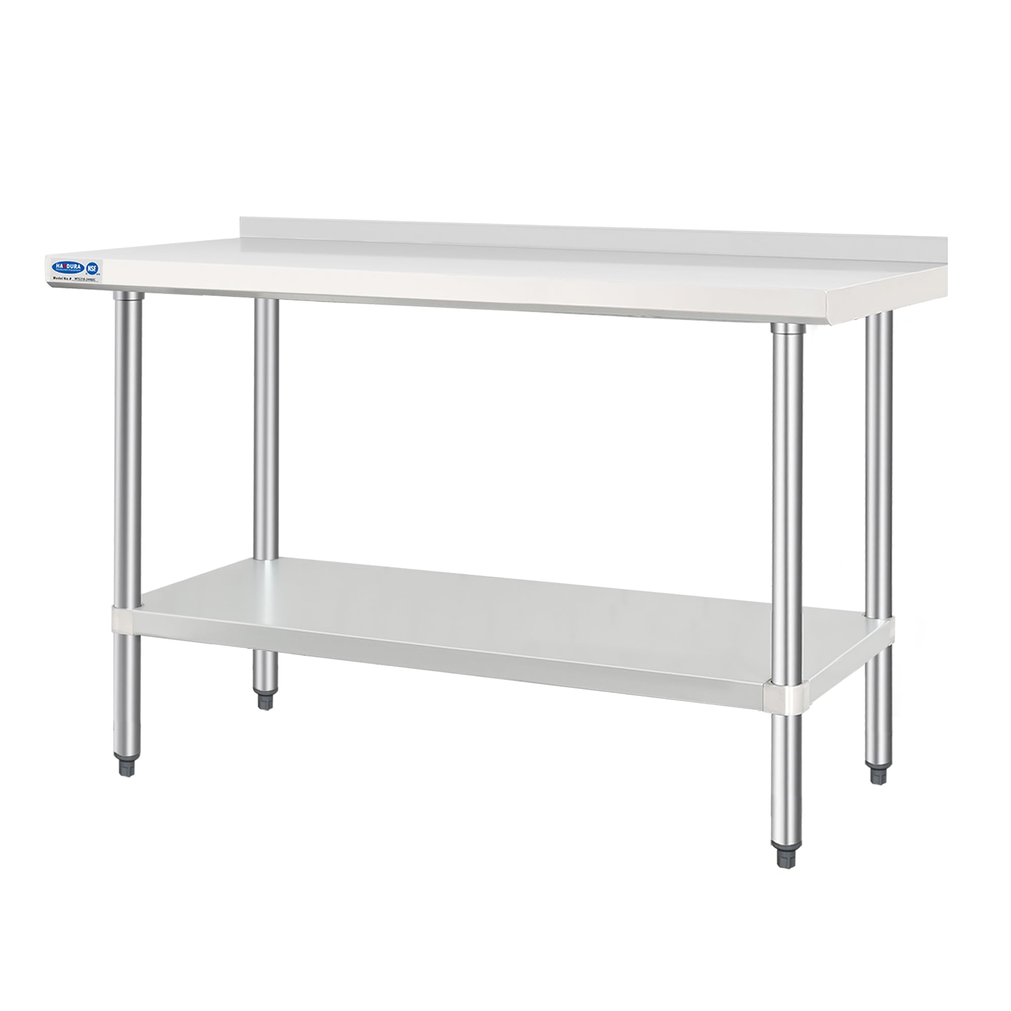 HARDURA Stainless Steel Table with backsplash 24 x 60 Inches Kitchen Prep Table Heavy Duty Stainless Steel Workbench NSF 304 with Aluminium Corner