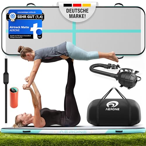AERONE Airtrack Turnmatte Aufblasbar inkl. Pumpe & Tasche Größe wählen