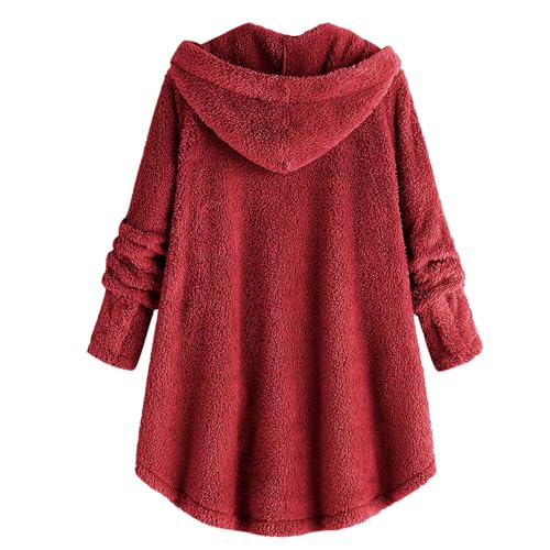 Girls Winter Hoodies Fuzzy Sherpa Hooded Jacket Button Cardigan Long Sleeve Outerwear Warm Fleece Sweaters Coat4