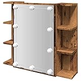 Armadietto a specchio di alta qualità in legno e acrilico: il look ecologico in legno anticato combinato con materiale resistente all'umidità garantisce una lunga durata per il vostro bagno (70 x 16,5 x 60 cm). Perfetto per le tendenze abitative sostenibili 2025.