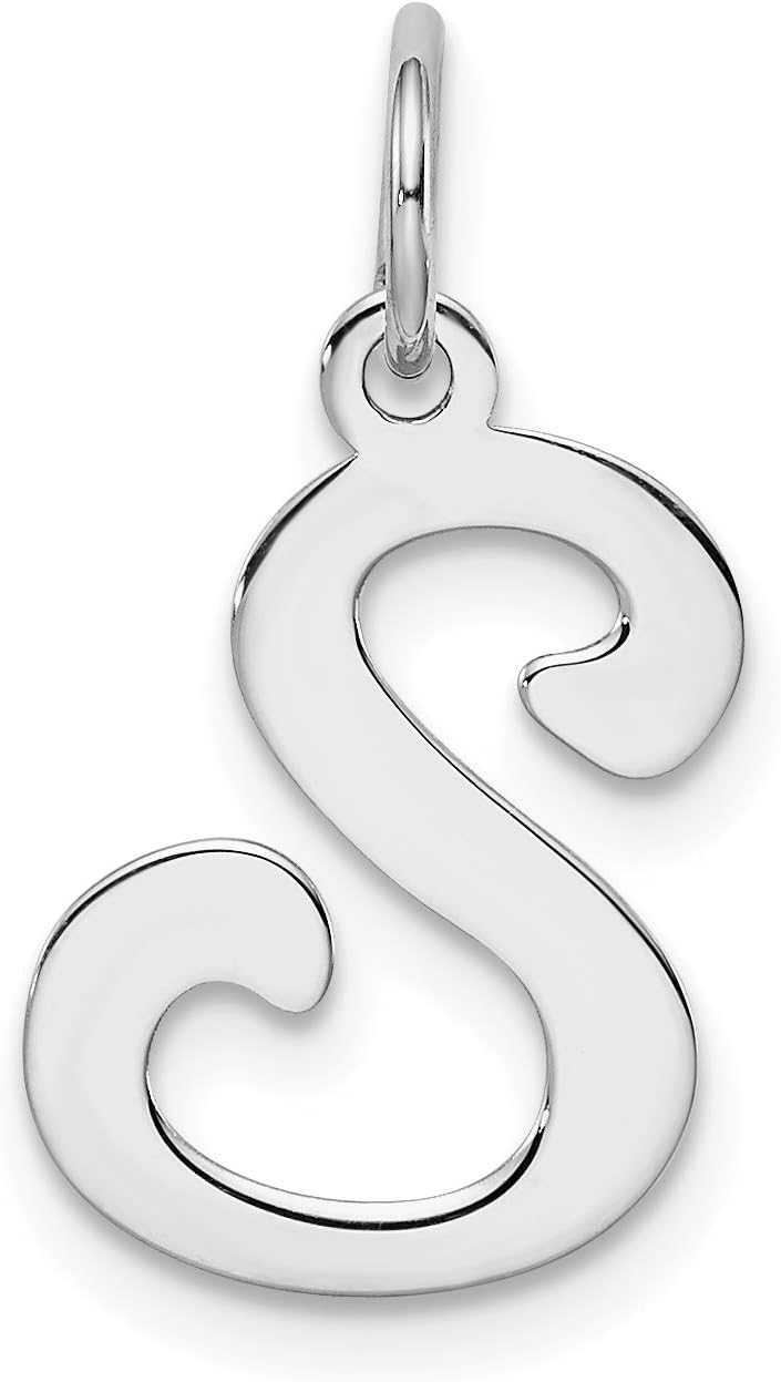 Sterling Silver Rhodium-plated Stamped Initial S Charm Fine Jewelry Gift For Her For Women