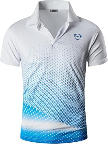 jeansian Men's Sport Quick Dry Short Sleeves Polo T-Shirt Tops LSL195 WhiteBlue XL