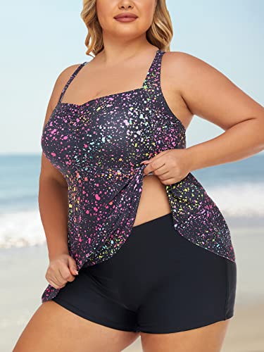 Summer Mae Women Plus Size Two Piece Tankini Swimsuits Flowy Bathing Suits Tummy Control Swimwear with Shorts3