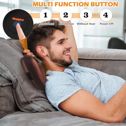 Image of DEVU Enterprise Shiatsu Back & Neck Massager with Heat | Deep Tissue Electric Massage Pillow for Pain Relief - Home, Car & Office Use