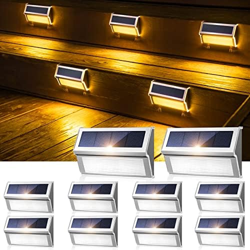 JSOT Solar Deck Lights - 10Pack Solar Lights Outdoor Waterproof for Yard Garden Landscape Pool Fence Stairs Step Wall 9 LED Beads Solar Lighting