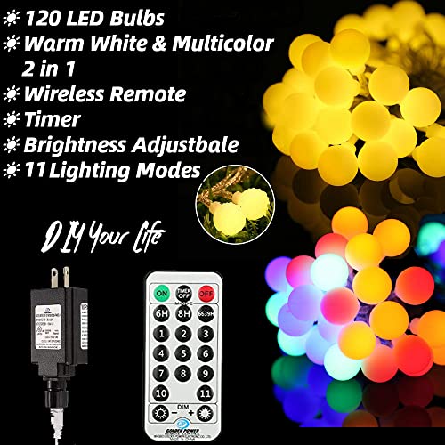 Toodour Easter String Lights, 39.37Ft 120 Led Color Changing Pastel Lights, 11 Modes, Timer, Warm White & Multi-Color Globe Fairy Lights For Party, Home, Bedroom, Easter Decorations #TOP1