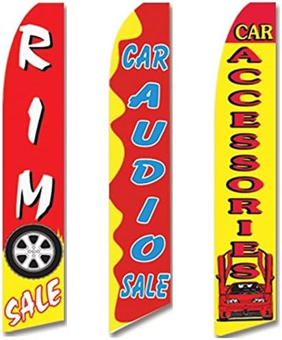 3 Swooper Flags Car Accessories Shop Open Rim & Car Audio SALE