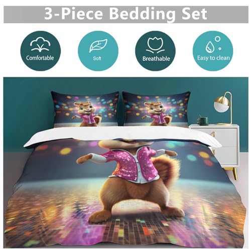 Housse de couette écureuil mignon en microfibre pour des nuits cocooning - 4