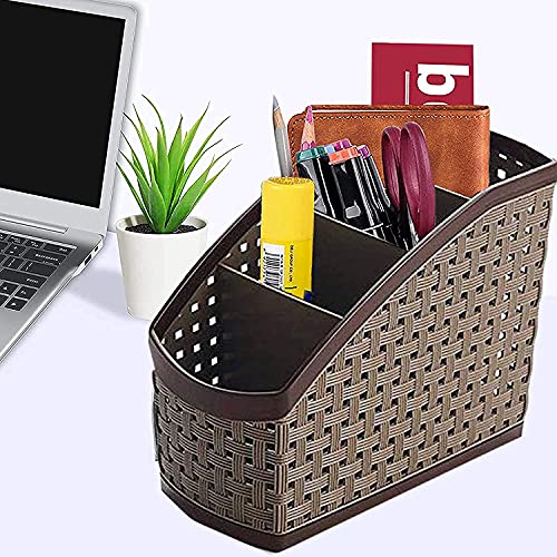 Image of Konquer TimeS Plastic 4 Section Multi-Purpose Storage Box Organizer For Desk Home Table Accessories Stand (Multicolor) Pack Of 1, Stationery, Multi-coloured
