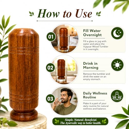 Image of XOMARK Vijaysar Glass | Handcrafted Sugar Care Wooden Tumbler | Ayurvedic Wellness Water Cup | Indian Kino Wood Herbal Drinking Glass | 100ml