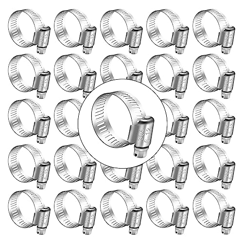 Image of Dianrui 25 PCS Hose Clamps 1 /4 inch-1 /2 inch (6-12mm)304 Stainless Steel Worm Gear Fuel Line Hose Pipe Clamps for Fuel Line, Plumbing, Intercooler and Tube