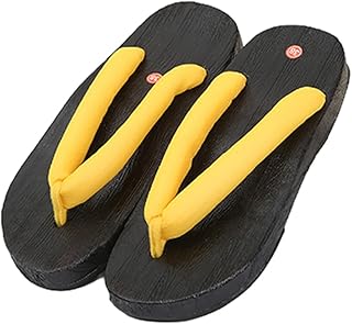 YCZHD Chanclas Sandalias Madera Hombre Zapatillas,Chanclas Tradicionales Japonesas Sandalias de Plano Kimono Geta para el Hogar la Playa Zapatos(Size:EU 39,Color:Amarillo)