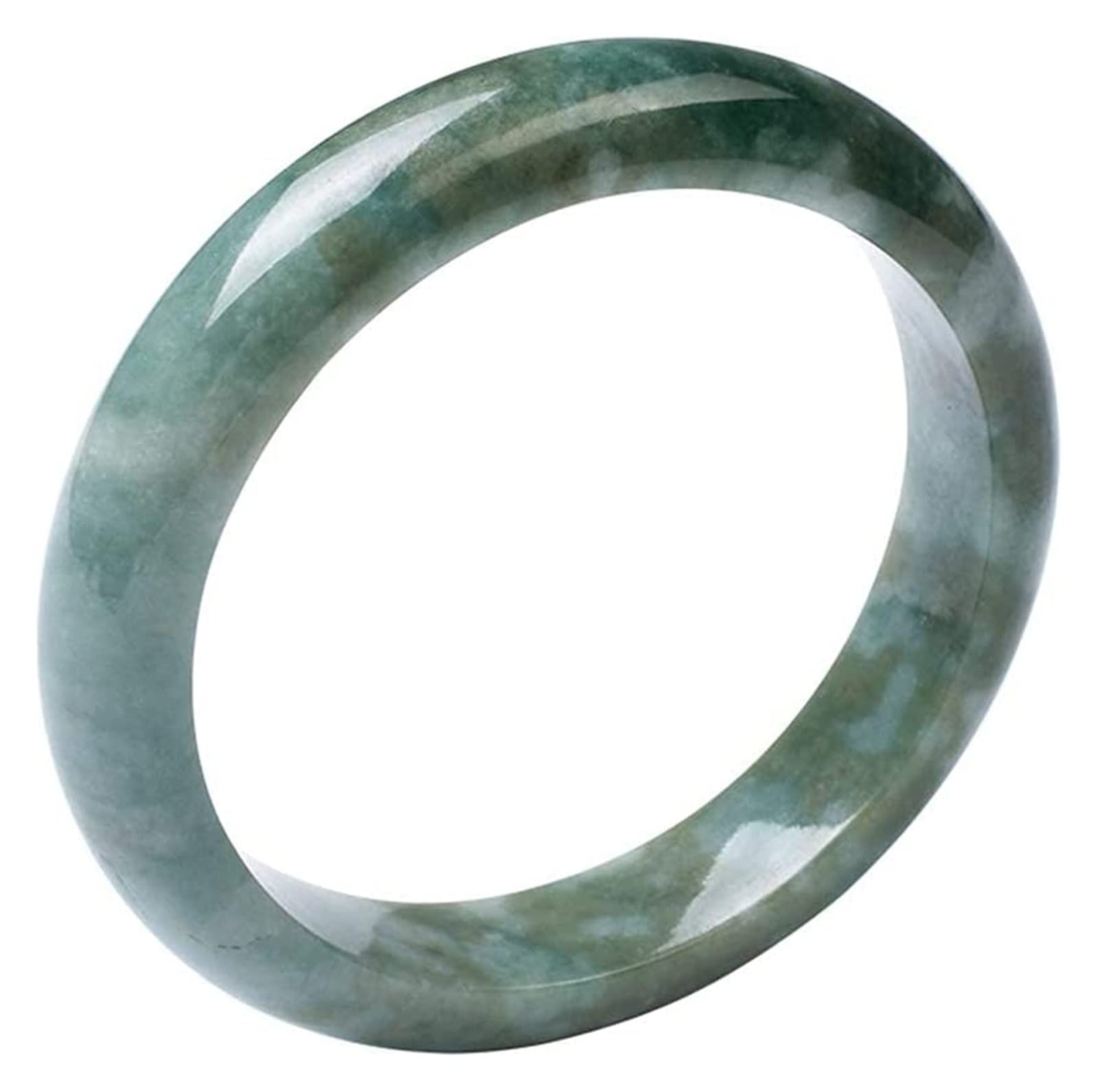 Natural Green Jade Bracelet Bangle Myanmar Old Pit Emerald Floating Flower Jade Bracelet (Size : 56)