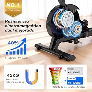 DMASUN Rameur Musculation d'Appartement​, 16 Niveaux de Résistance Magnétique, Rameur à Double Rails, App et Écran LED, Rangement Vertical, Assemblage Facile, Capacité 160 kg