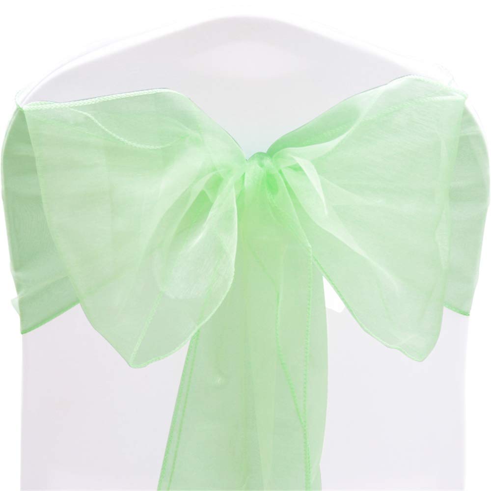 Time To Sparkle Spearmint Pack Of 10 Organza Sashes 22X280cm/9X110inch Wider Sash Fuller Bows Chair Cover Bows Sash For Wedding Party Birthday Decoration