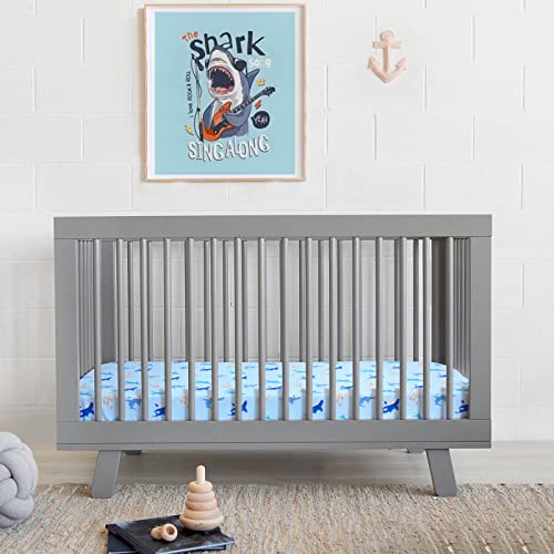 Image of UOMNY Crib Sheet for Baby Boys Shark Fitted Crib Sheets for Standard Crib and Toddler Mattresses Ocean Crib Mattress Sheets for Daycare 52 x 28 Blue