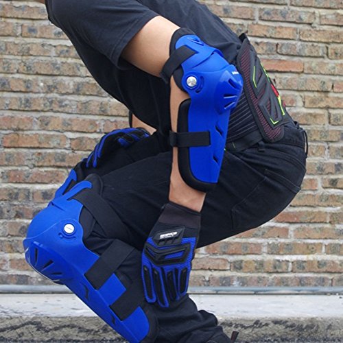 Runworld 4 pcs Motorcycle Motocross Cycling Elbow and Knee Pads Protection Shin Guards Body Armor Set Protective Gear For Adults (Blue) - Thumbnail 5