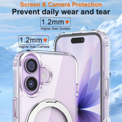 Image of EGOTUDE for iPhone 17 Case | Clear Hard Back Cover with 360 Magnetic Rotate Stand