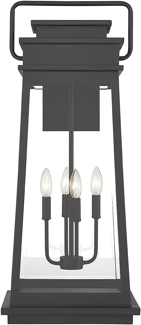 Savoy House 5-815-BK Boone Mission Traditional Clear Beveled Glass Outdoor Wall Lantern, 4-Light 240 Total Watts, 32" H x 13" W, Matte Black
