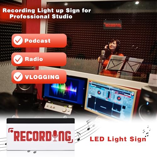 Image of LED Acrylic Wall Recording Sign, Forest & Twelfth Recording Studio Lighted Sign for Professional Studio Setup, Podcast, Radio & More, USB Powered (Recording)