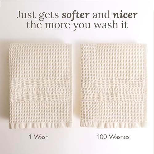 GILDEN TREE Waffle Towels for Bathroom, 100% Cotton Quick Dry Towel, Waffle Bath Towels Large, Absorbent Lightweight Travel Towel, Bath Towels Set of 2, Classic Style (White) - Thumbnail 4