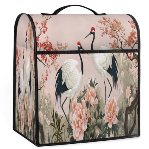 Coffee Maker Cover Crane Flower Kitchen Appliance Covers Small Appliance Covers Blender Cover Juicer Cover Dust Covers for Kitchen Appliances with Top Handle and Pockets,Washable,C988
