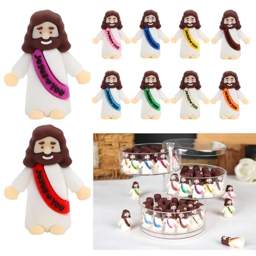 KAHZOR 10 peças mini figuras de Jesus, detalhes cristãos para crianças, miniaturas para atividades, escola dominical e presentes de batizado, pequenos como decoração, enchimento de ovos de Páscoa