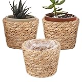 Glugahrif Gewebter Blumentopf, 3 Stück, wasserdichtes Gartenzubehör, Körbe für Zimmerpflanzen, für Terrasse, Ausstellung im Außenbereich, Bepflanzung, Baummitte, Tisch, Boden, Schreibtische