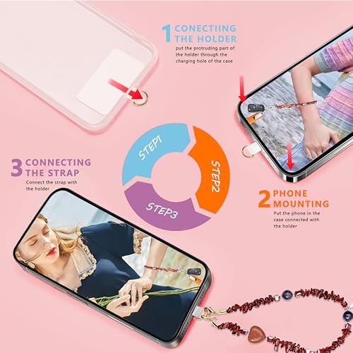Image of Marble Beaded Phone Wrist Strap for Women, Detachable Design | 304 Steel Core, detachable phone wristlet with tether tab, keeps your phone secure for shopping, travel and daily use.