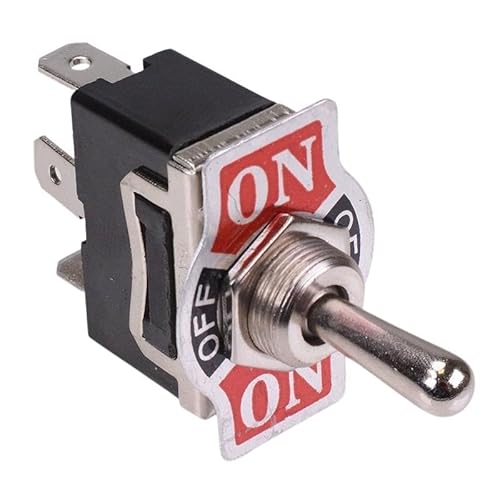 On-Off-On Latching 3 Position Toggle Switch with Quick Connect 6.3mm Terminals SPDT 15A 250VAC (Quantity x 1)