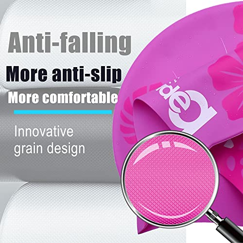 Vsidea 2 Pack Womens Silicone Swim Cap For Long Hair, Unisex Durable Silicone Swimming Cap For Adults Youths Swim Bath Hats Caps (Pink + Yellow) #TOP2