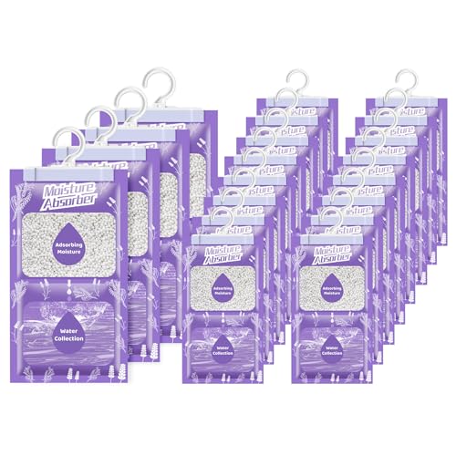 OMECO Hängender Entfeuchtungsbeutel, Feuchtigkeitsdichter Einweg Trockenbeutel, 20 * 230g Entfeuchtungsgranulat mit Lavendel Duft, Geeignet für Waschküche, Kleiderschrank, Bücherregal usw OMECO Hängender Entfeuchtungsbeutel, Feuchtigkeitsdichter Einweg Trockenbeutel, 20 * 230g Entfeuchtungsgranulat mit Lavendel Duft, Geeignet für Waschküche, Kleiderschrank, Bücherregal usw