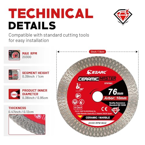 Disque à tronçonner 76mm meuleuse d'angle carrelage granit marbre céramique - 3