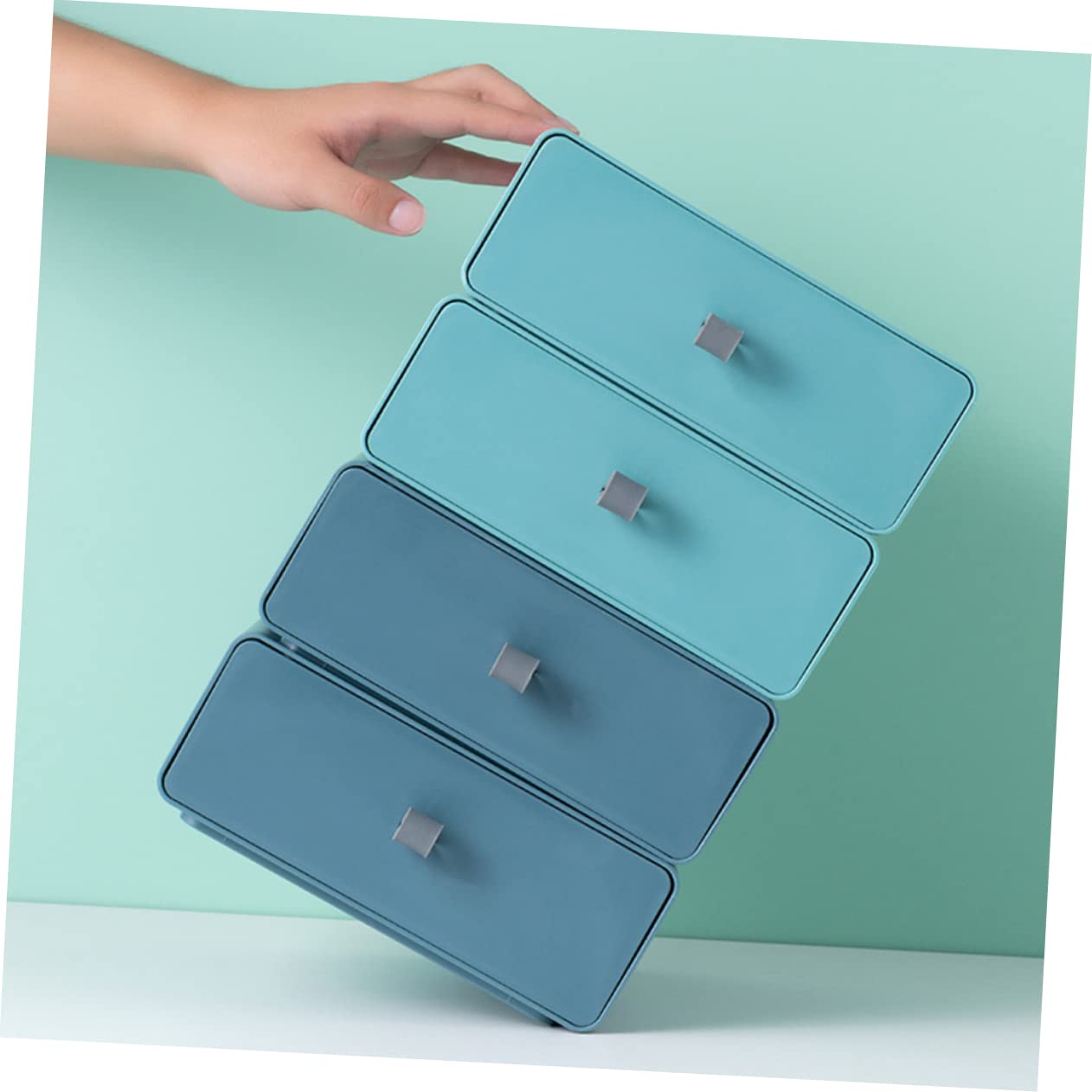 Zerodeko Caja de Almacenamiento Adecuado para Organizar Documentos y Objetos de Oficina de Pp 4 Cajones Apilables Diseño Ligero y Resistente para Escritorio