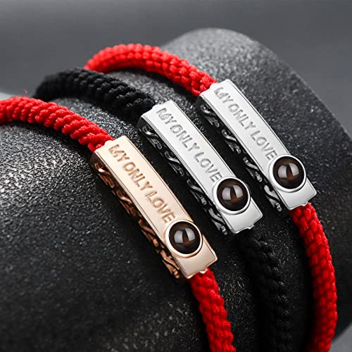 Yatediy Custom Bracelets With Pictures, Circle Photo Handmade Braided Rope Bracelet, Personalized Couples Bracelets With Photos, For Girls Boys Women Man Anniversary Day (My Only Love) #TOP2