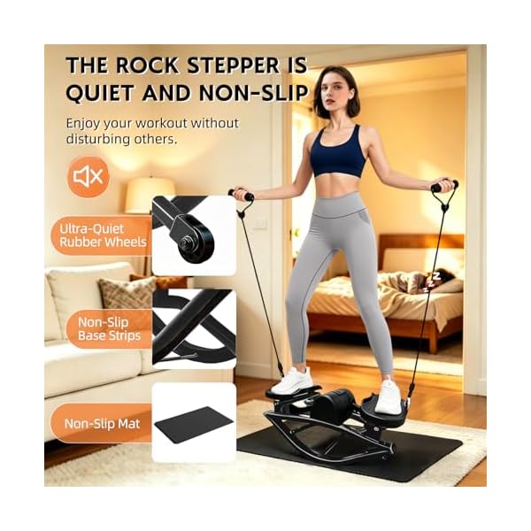 Rock Stepper with Digital Monitor, Low-Impact Compact Rock Stepper Side to Side with Resistance Bands, 360 LBS Weight Capacity, Portable Stair Stepper for Home, Apartment, Dormitory, Office - Image 5