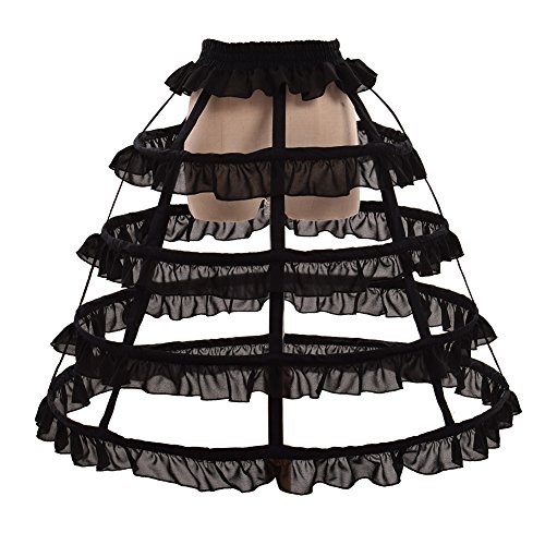 GRACEART Victorian Dress Pannier Hoop Skirt Bustle Cage Skirt (Black)