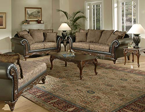 Roundhill Furniture San Marino 2-Tone Fabric Sofa, Chocolate #TOP6