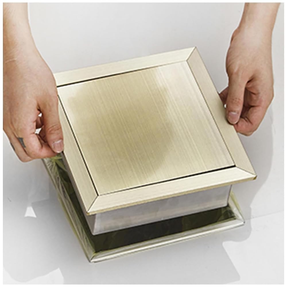 Trash Can Kitchen Countertop Built-in Lid, Recessed Bin Balance Cover Stainless Steel Grommet(Gold)
