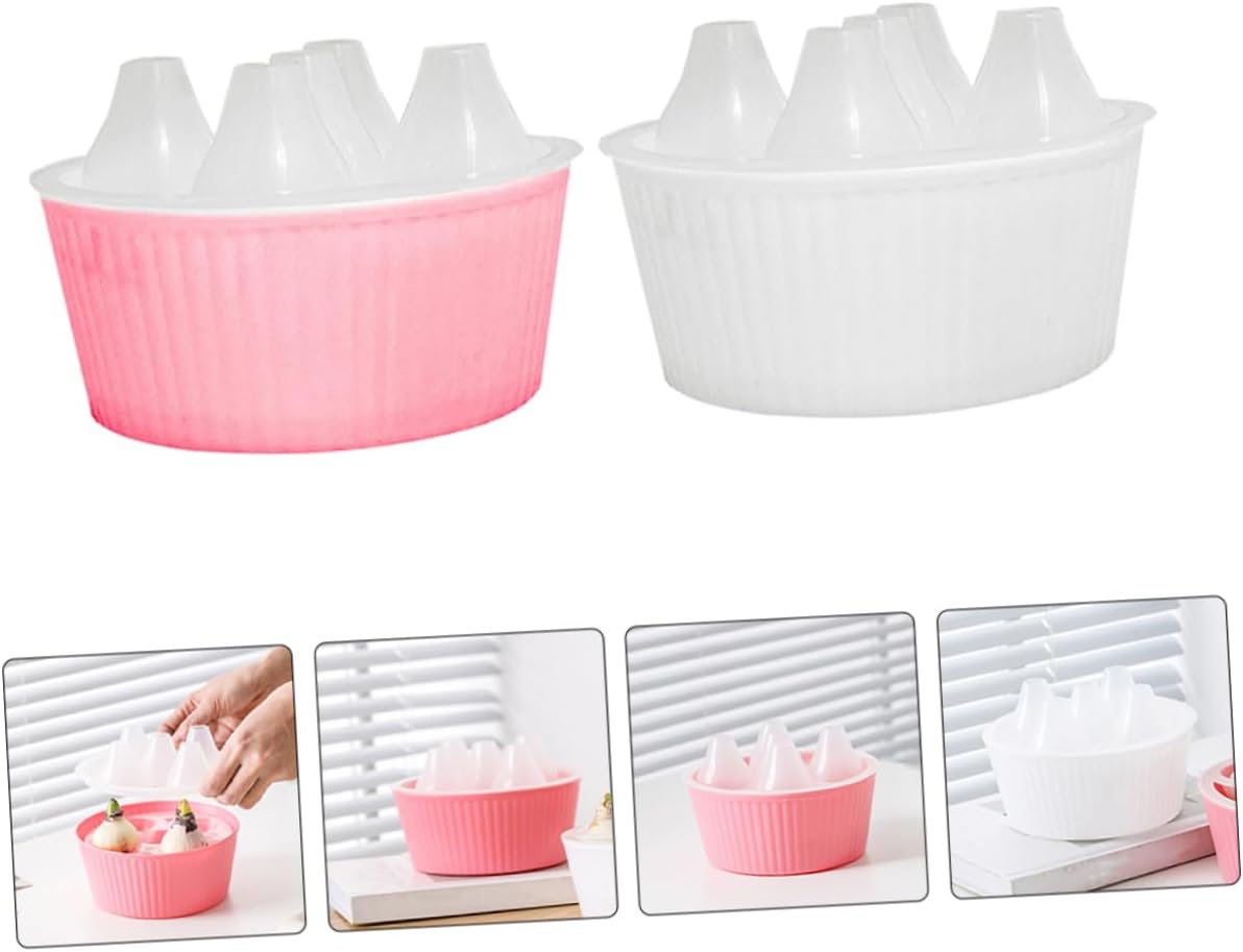 Hydroponic Tulip Planter Pots 2-Pack Small Indoor Flower Pots with Water Level Indicator Five-Hole Root Control Design for Tulip Bulbs Hyacinths Daffodils
