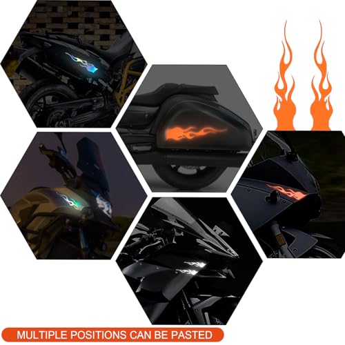 Image of 4 PCS Car Body Decorative Decal, 1.2 inch x 5.9 inch Flame Design PET Waterproof Non-Fading Sticker, Personalized Creative Self-Adhesive Accessories, for Most Cars Motorcycle Helmets (Orange)