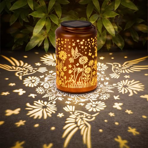 GOLFOEE Solar Lanterns Outdoor Waterproof Hummingbird Solar Lights Outdoor Waterproof for Garden Birthday Gifts for Women Mom Grandma Garden Lights for Backyard Patio Decor
