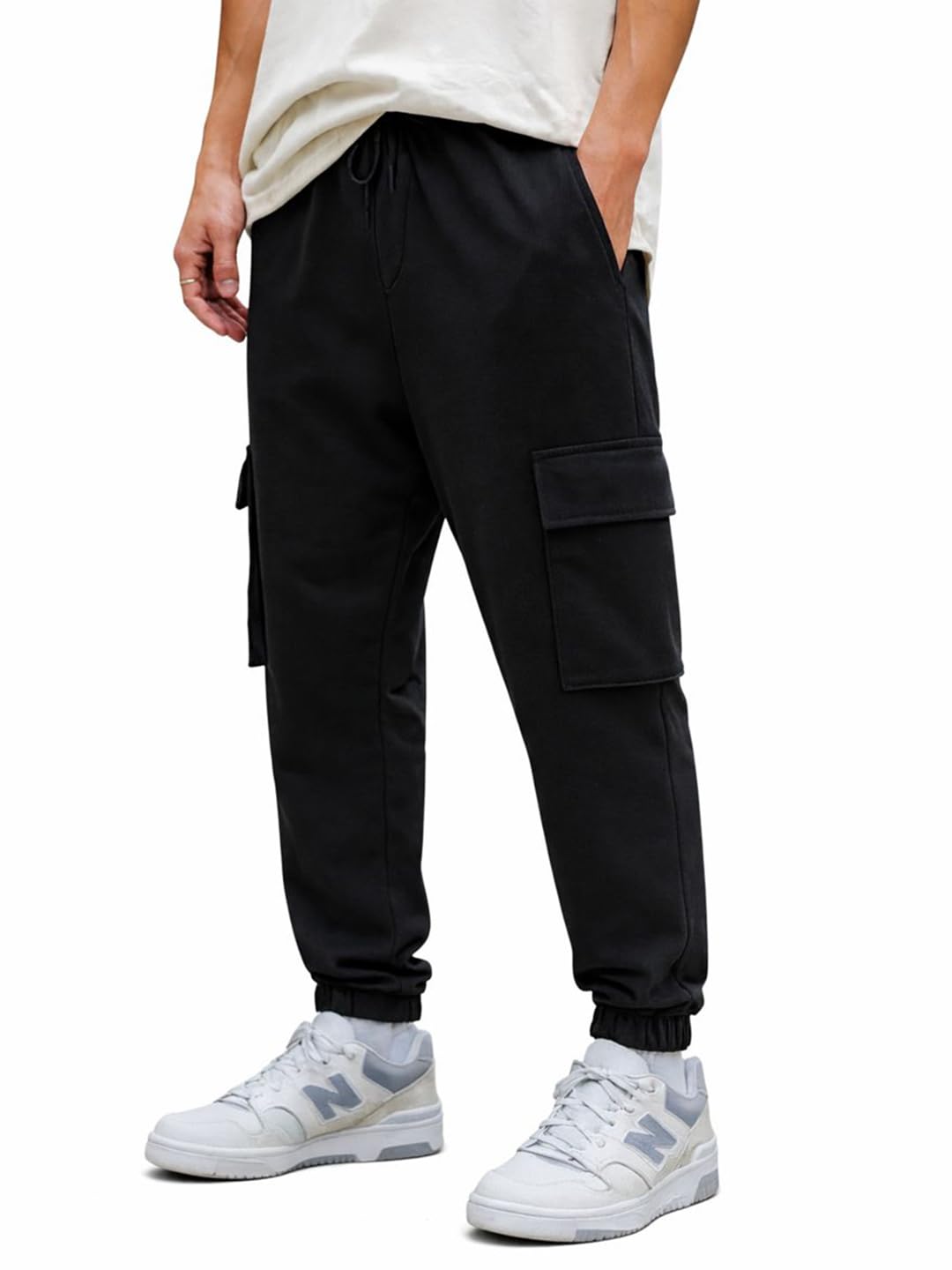 Bewakoof Air 1.0 Men's Solid Oversized Fit Terry Cargo Joggers-picture-29