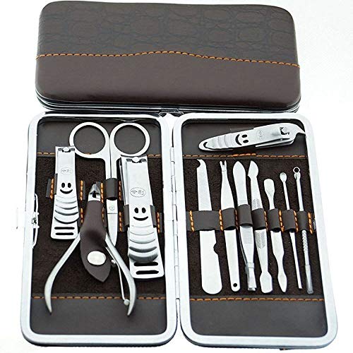 Malayas Finger Toe Nail Cutter Stainless Steel 12 pcs Personal Manicure Nail Scissors Set Nail Clipper Earpick Grooming Pedicure Kits Men/Women Nail Trimmer