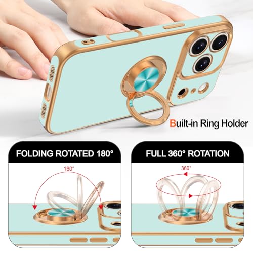 Coque iPhone 17 Pro plaqué or rose et finition souple menthe raffinée