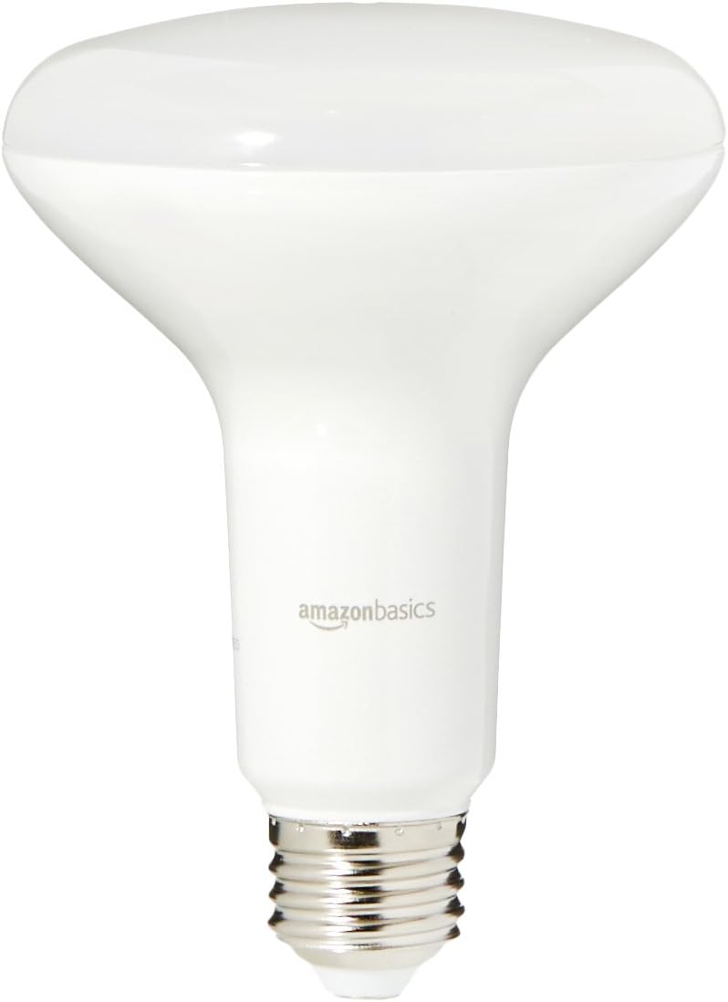 Amazon Basics 65 Watt Equivalent, 3000K White, Dimmable, 15,000 Hour Lifetime, BR30 LED Light Bulb | 6-Pack