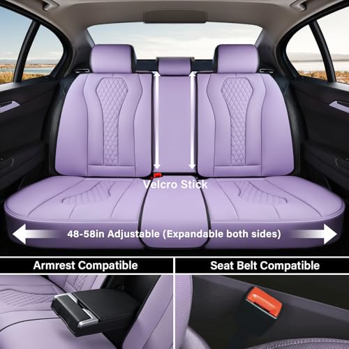 Image of Coverado Car Seat Covers, Rear Car Protectors, Black Leather Seat Covers, 3-Piece Waterproof Automotive Seat Covers for Back Seats Universal Fit for SUVs & Cars, All-Weather Protection