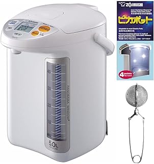 Zojirushi CD-LFC50 Micom Water Boiler and Warmer (169oz, White) with Inner Container Cleaner and Tea Infuser Bundle (3 Items)