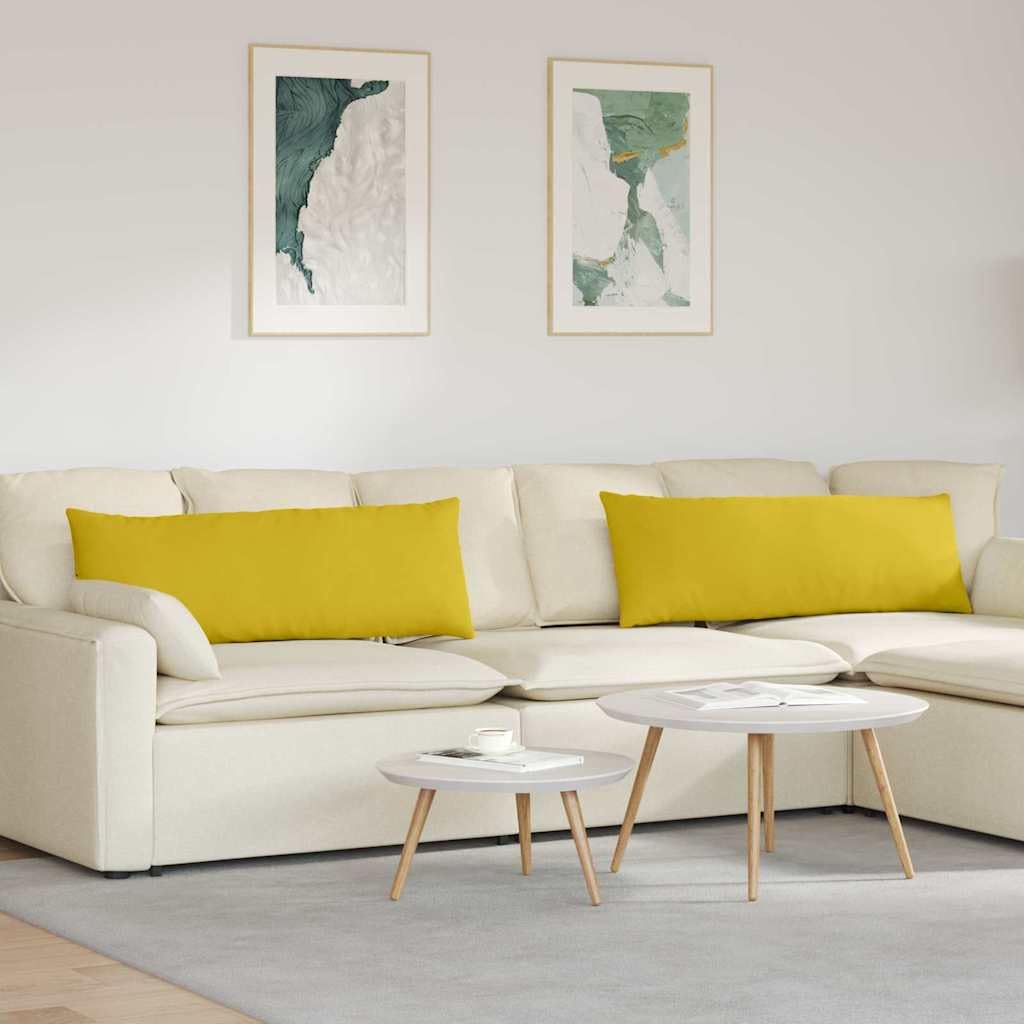 2er Set Sofakissen Gelb 120x40 cm, Dekokissen mit Cord-Bezug und Reißverschluss, Große Kissen für Sofa, Bett, Wohnzimmer und Schlafzimmer, Loungekissen Boho modern