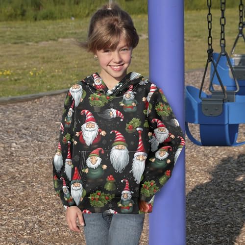 Kids Hoodies Sweaters Christmas Xmas Gnome Dwarfs Hooded Sweatshirts with Big Pockets for Boys Girls B04004434